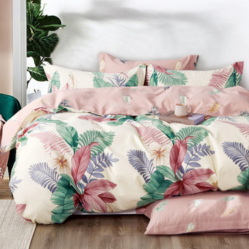 Komplet pościeli 3 cz. 100% bawełna LIŚCIE róż 160x200cm