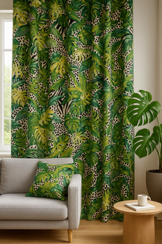Zasłony zielone monstera - komplet 2 szt.